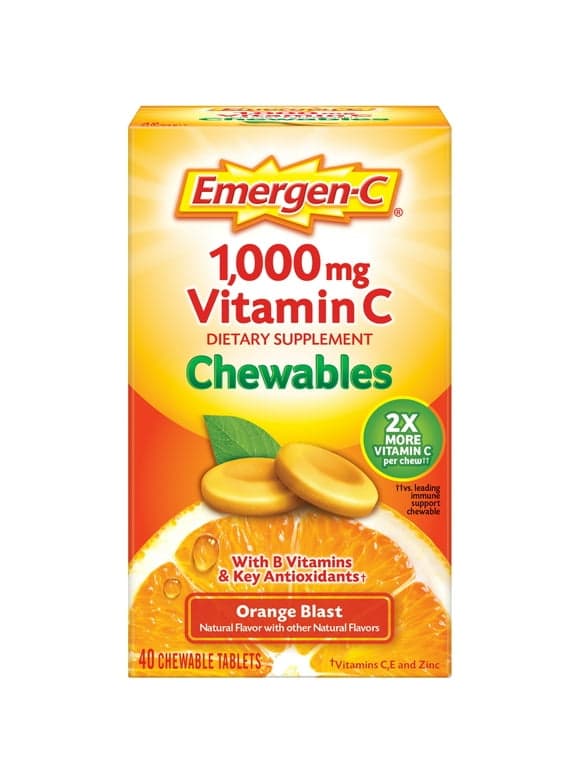 Emergen-C Vitamin C Dietary Supplement Chewables, Orange Blast, 40 Ct