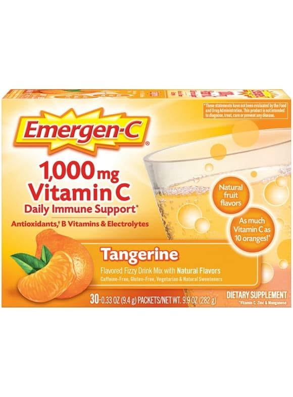 Emergen-C Vitamin C Supplement Powder for Immune Support, Tangerine, 30 Ct