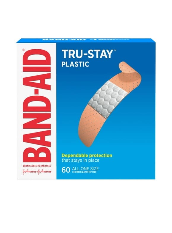 Band-Aid Brand Tru-Stay Plastic Adhesive Bandages, All One Size, 60 Ct