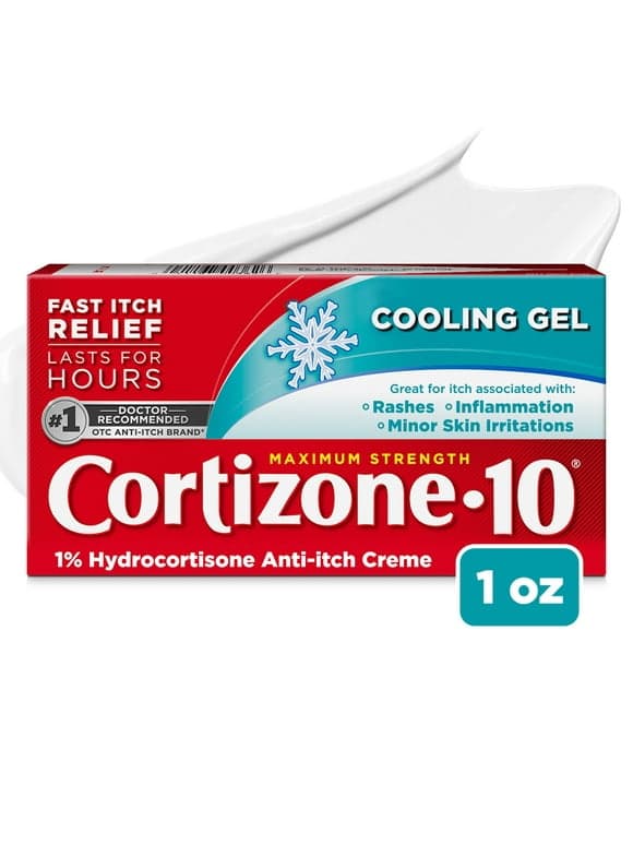 Cortizone-10 Cooling 1% Hydrocortisone Cream Anti Itch Gel for Bug Bite Relief, Maximum Strength, 1 oz